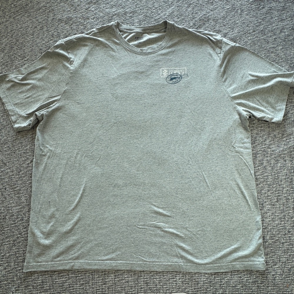 IZOD Saltwater Mens 3XLT Heather Gray Island Life Graphic T-Shirt Short Sleeve